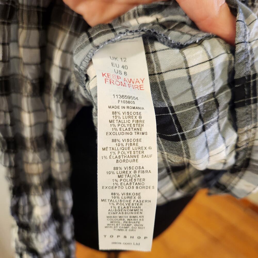 TOPSHOP NWT Ruffle Front, Plaid Button Up Top, Si… - image 11